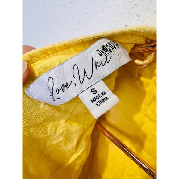 LOVE WHIT Yellow 100% Cotton Tie Back Crewneck Short Sleeve Flowy Midi Dress S - Picture 4 of 12